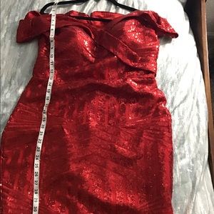 Red sequined cocktail party dress